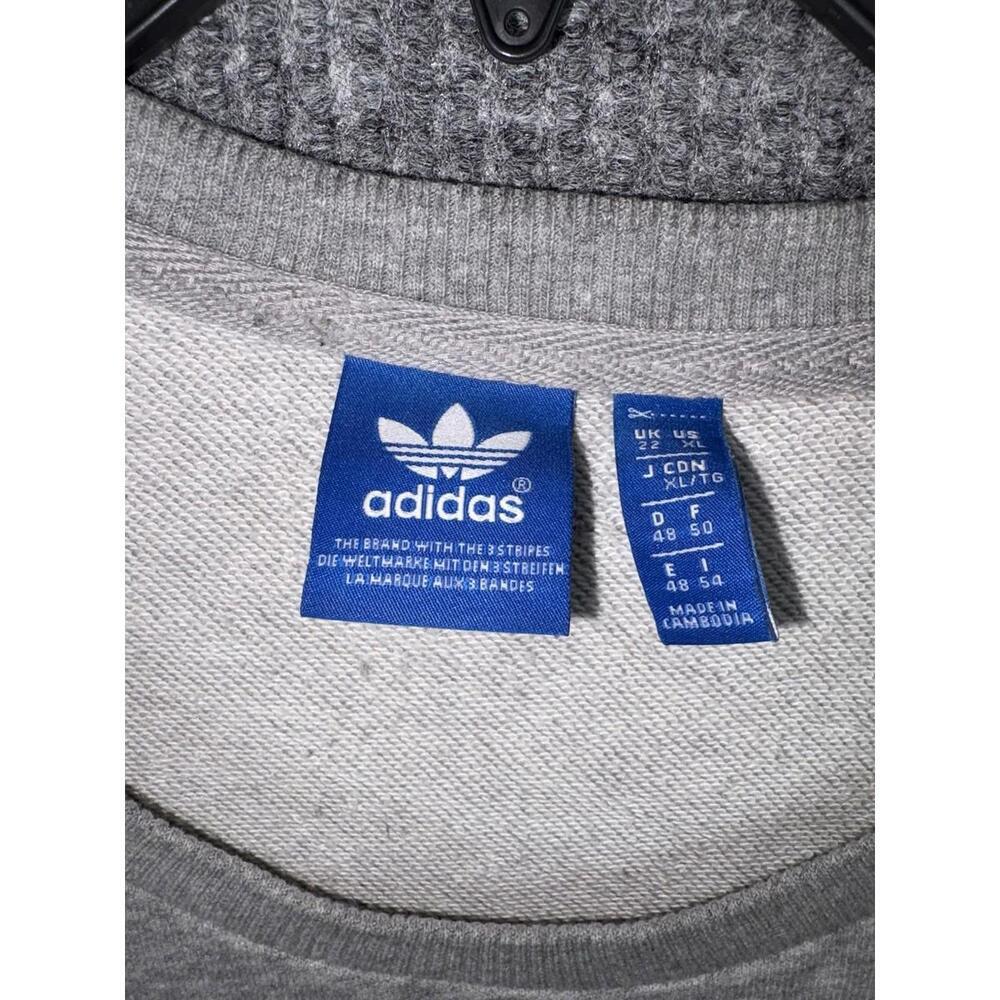 Adidas Sweatshirt Adult XL Gray Black Trefoil Logo Fleece Crewneck Streetwear - Picture 3 of 11